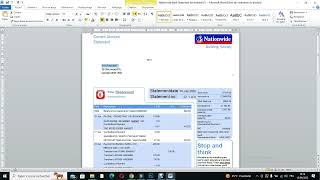 Nationwide Bank Statement Template Editing