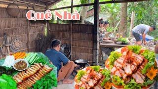 Cả Nhà Vào Bếp Làm Thịt Xá Xíu Cuốn Rau Sống Bánh Tráng Với Lá Cóc Kiểu Này Ăn Thiệt Là Ngon | KBMQ