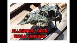 Alligator Scales Carved on Deer Skull!