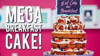 How to Make a MEGA BREAKFAST CAKE! With Easy To Make Cinnamon Rolls, Fruit and Waffles!