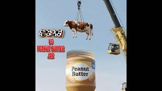 The Great Peanut Butter Plunge! #peanutbuttercow #aivideo #peanutbutter #wtf #viralvideos #crane