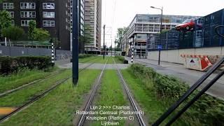 Cab ride RET tram 2 Rotterdam Central - Charlois June 2020 (Diversion)