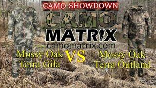 Compare Mossy Oak Terra Gila Vs. Terra Outland hunting camo w/ simulated deer vision.