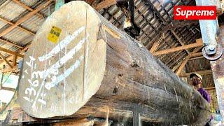 The million dollar log! Teak Sawmill to Make Planks for Table materials