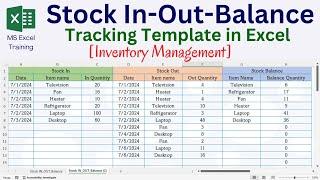 Stock In Out and Balance Template in Excel | Inventory Management Template