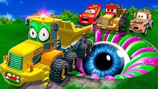 ZOMBIE Pit Transform In Beast Lightning McQueen & Big & Small Pixar Cars! Beam.NG Drive!