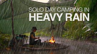 Wild Solo Adventure in HEAVY RAIN and THUNDERSTORM | WHITE NOISE ASMR