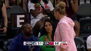 Floyd Mayweather & Becky Hammon Have Conversation Courtside In Las Vegas Aces Win vs Minnesota Lynx