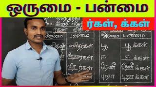 ஒருமை பன்மை | தொகுப்பு - 3: ர்கள், க்கள் | விதிகள் | சொற்கள் | விளக்கம் | பயிற்சி |  விகுதி