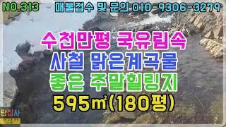 수천만평 국유림속! 내땅앞에 맑은 계곡물! 멋진 주말 힐링지! 595㎡/180평 (봉화군 소천면 토지매매)