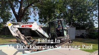 How I Made $5,000 Over 3 days With My Mini Excavator - Filling In My First Fiberglass Swimming Pool