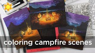 Copic Coloring Nighttime Camping scenes