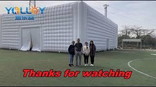 a huge inflatabe cubic party event tent set up within mins