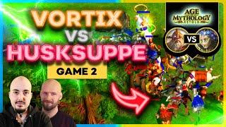 Husksuppe vs Vortix Pro 500$ Underworld Showdown! Game 2! Age Of Mythology: Retold 4k!