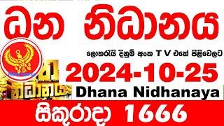 Dhana Nidhanaya 1666 2024.10.25  Today nlb Lottery Result Results ධන නිධානය අද  දිනුම් ප්‍රතිඵල