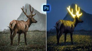 Easy way to glow a animal horn | Photoshop glowing tutorial 2024