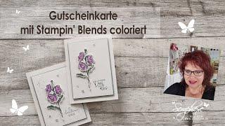 Gutscheinkarte mit Stampin‘ Blends coloriert | Produktpaket Konturiert und Coloriert