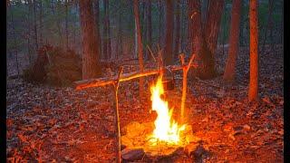 Appalachian Bushcraft: Survival Debris Hut Shelter and Camp. Primitive skills in Asheville, NC.