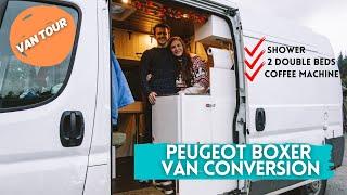 OFF-GRID Peugeot Boxer (Ram Promaster) Van Conversion | FULL VAN TOUR! | 480W Solar, Shower + MORE!