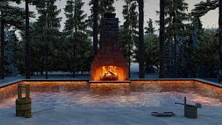 Snowy winter Hot Springs | Onsen ASMR | Crackling Fireplace sound for Study, Sleep