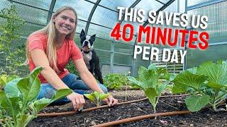 Installing a DRIP LINE Irrigation System in our Greenhouse - HUGE Time Saver!!