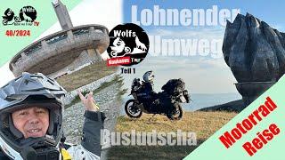 Mit dem Motorrad in den Kaukasus 2024 | Zwischenstopp am Busludscha-Denkmal