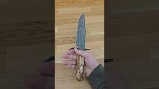 Mosaic Damascus Bowie with Mammoth Ivory and Wrought Iron by Mastersmith Aaron Wilburn