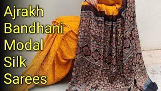 Ajrakh Bandhani Design Modal Silk Saree