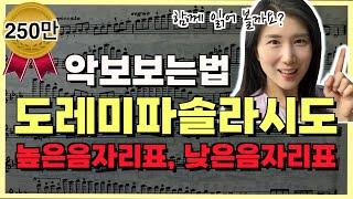 [악보보는법]도레미파솔라시도 함께읽어요! 높은음자리표 낮은음자리표 설명ㅣ앨리스