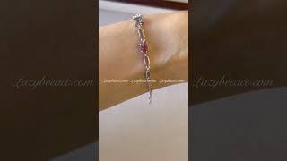 LazyBee《寶石鑲嵌》彩尖晶方形純銀手鍊 #jewelry  #bracelet