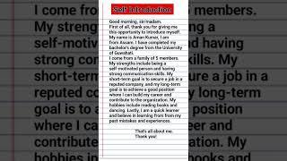 Self introduction #shorts