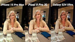 Pixel 9 Pro XL vs Galaxy S24 Ultra vs iPhone 15 Pro Max Camera Low Light Test