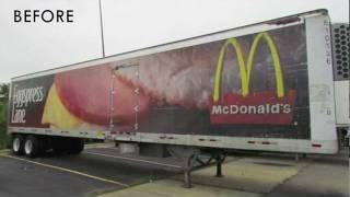 Trailer Graphics Removal of Vinyl - Demonstration by DECAL GRAPHICS INC. Chicago