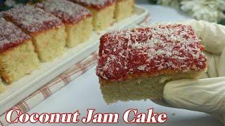 Coconut Jam Cake Recipe || Bakery Jam Cake Recipe || Easy Baking For Beginners || Coconut Cake #food