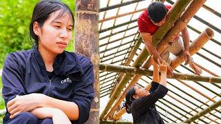 Uncle and Hang Building a roof - Making a cucumber trellis - Building a new farm #4