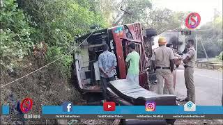 Tourist Bus Overturns in Honnavar | 6 Passengers Seriously Injured | Sahilonline News