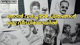 Art Motivation / My 150 Drawings in One Video / Malayalam / Arun ArtBook