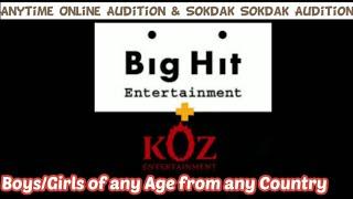 ()2Auditions in BigHit's Subsidiary Koz Entertainment company|K-pop Audition for boys & Girls both