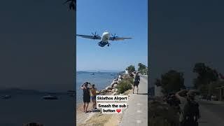 planespotting Low landing Skiathos Airport. Greece