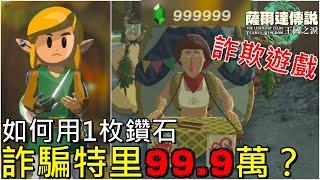 【薩爾達傳說 王國之淚】如何用1枚鑽石詐騙特里100萬？詐欺王林克壞事盡加儂不及他 金錢上限後還能賣東西嗎？特里賺錢BUG【地方熊貓】TotK Terry Glitch【ティアキン】テリー増殖バグ