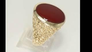 6.45CT Vintage mens carnelian nugget ring 14K yellow gold 1 oval 28.2 GM sz 10.5 - 27117