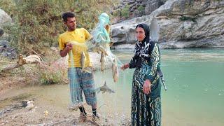 The second part.  Fishing in the river with the happy Bakhtiari couple ‍️‍‍