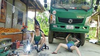 Repair Auto: Genius girl fixing a rusted/cracked truck frame | Girl Mechanical