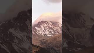 Mount Kazbek, Caucasian Range.  View from Holy Trinity Monastery, Gergeti.