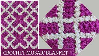 Beautiful Yet Super Easy Crochet Mosaic Pattern For Light Weight Blankets / Carpets @sara1111