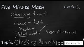 6th Grade Math Personal Financial Literacy - Checking Accounts