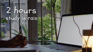 ️ heavy rain STUDY WITH ME | 2-hours pomodoro 4 x 25 minutes | chill study