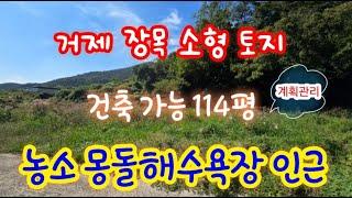 거제 장목 소형 토지 매매- 농소리 해수욕장 인근 건축 가능한 소형 토지 114평, 1억급매.