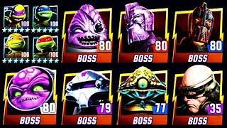 ALL PLATINUM MAX LEVEL 100 NICK TURTLES vs ALL BOSSES (TMNT LEGENDS)