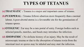 TETANUS By Dr Aftab Nazir Class 4th Year